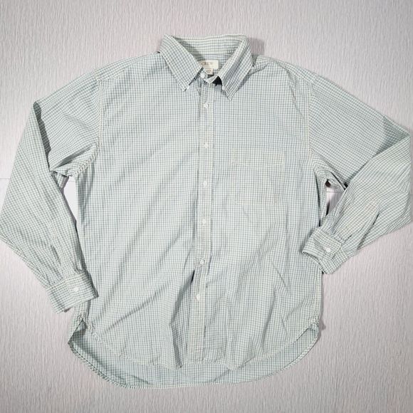 J Crew Button-Down Shirt Green Check 100% Cotton Mens Size L - Picture 1 of 10